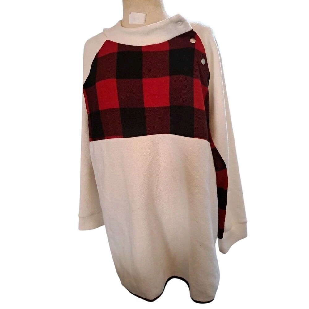 Hailey & Co Buffalo Plaid Soft Fleece Sweater Women Size 3X Long Sleeve